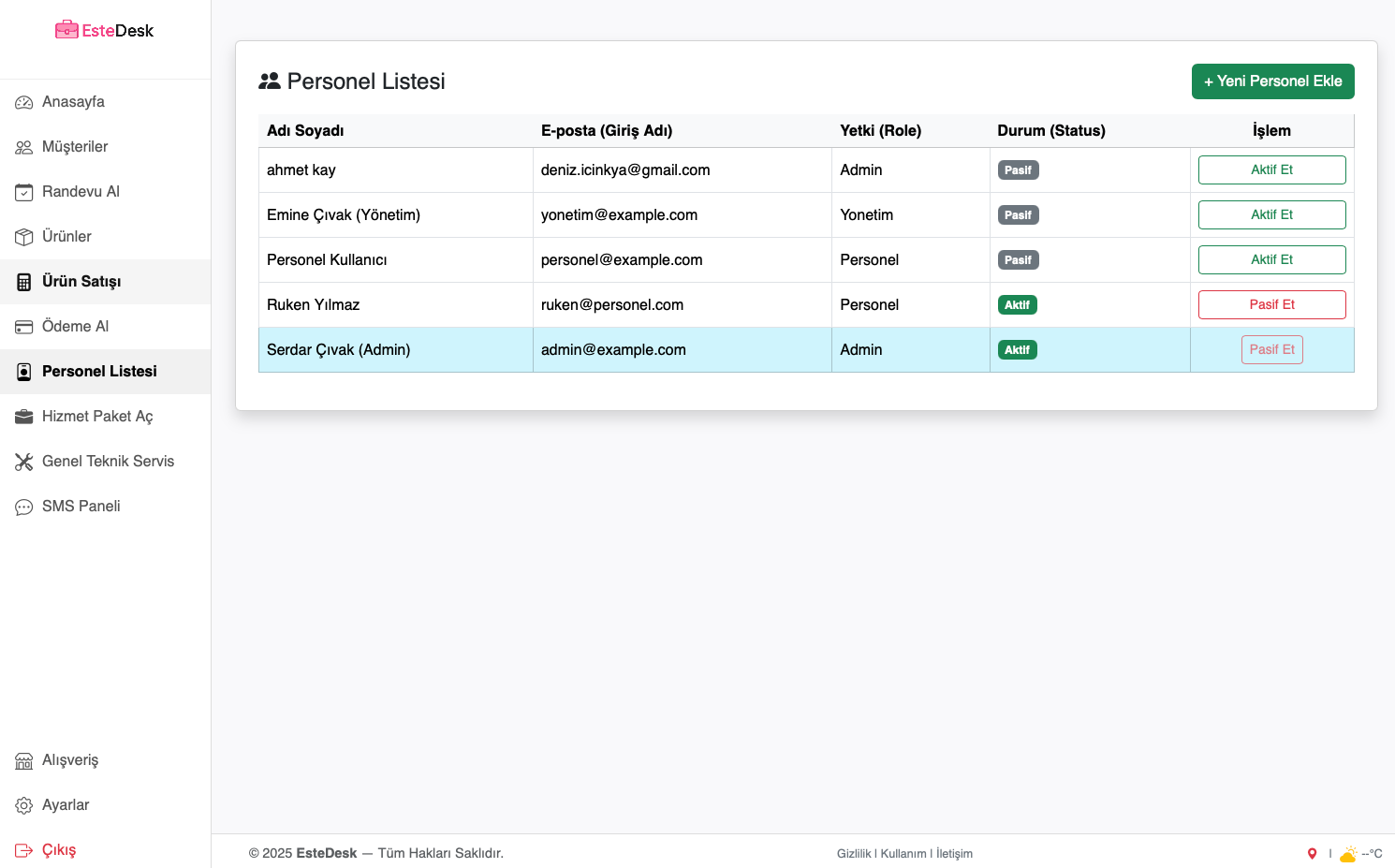 Personel Listesi
